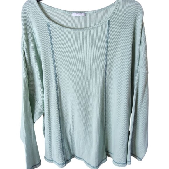 Studio 1886 Womens Long Sleeve Waffle Knit Top - Picture 1 of 3